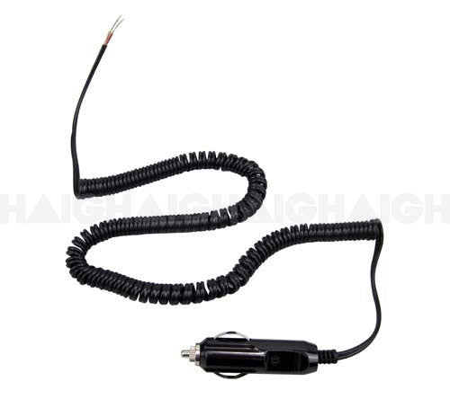The Mean Mother 4x4 Extension Cord Accessory-90Cm Coiled Ext is a black coiled car charger cable with a 12V plug on one end and exposed wires on the other, displayed against a white background.