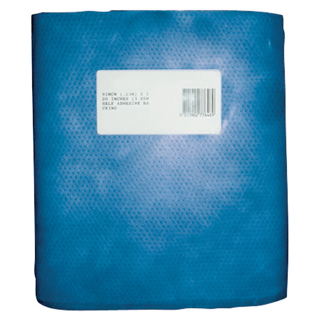 The Mean Mother 4x4 Caravan Cover Repair Patch Blue (BCV) is a large self-adhesive roll for caravan cover repair, shown upright with a white label and barcode on the front against a plain white background.