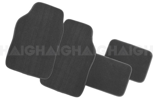 The Mean Mother 4x4 Mats Cambridge Set 4 Charcoal features four car floor mats in various shapes and sizes, displayed on a white background.