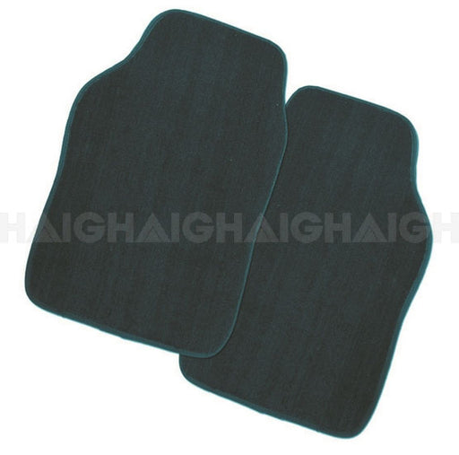 Two blue rectangular Mean Mother 4x4 Cambridge Carpet front car mats, with rounded corners, are shown overlapping each other on a white background.