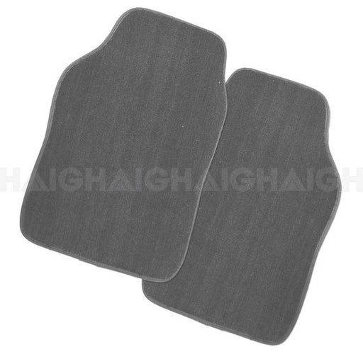 A pair of Mean Mother 4x4 Mats/Cambridge Carpet front car mats in grey are shown overlapping on a white background.