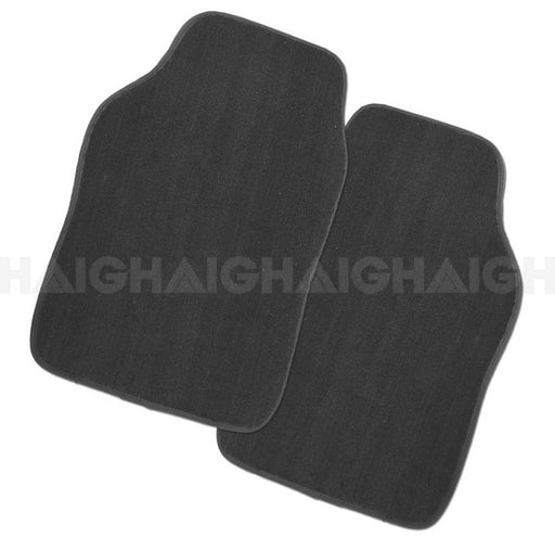 Two Mean Mother 4x4 Cambridge Carpet front mats in charcoal are side by side on a white background. Each has a simple rectangular shape with rounded edges and textured fabric material.