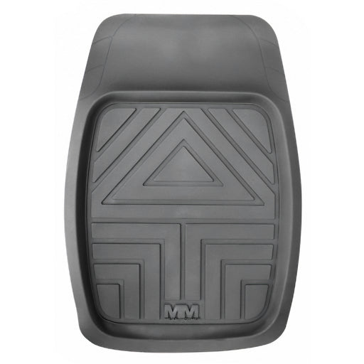 A single grey rubber front floor mat by Mean Mother 4x4, featuring raised geometric patterns and "MM" embossed at the bottom center, designed for durable vehicle interior protection.