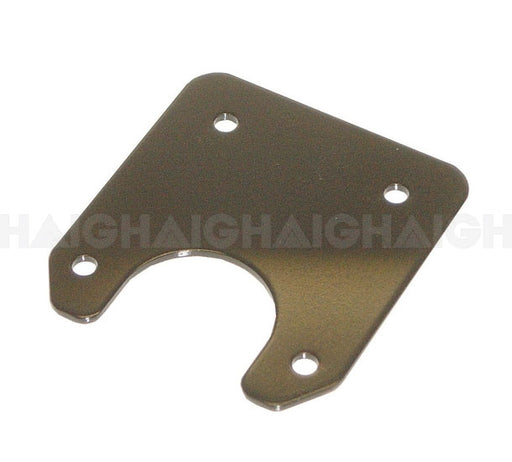 The Mean Mother 4x4 Trailer Bracket Straight is a flat, rectangular metal plate with rounded corners, four screw holes, and a large U-shaped cutout on one side.