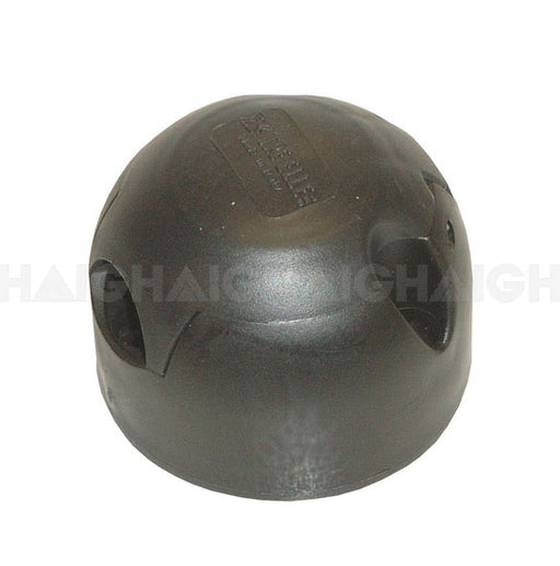 The T-Socket 7 Pin Plastic Large by Mean Mother 4x4 features a black, dome-shaped cover with cut-out slots and a stamped label on top, shown against a white background.