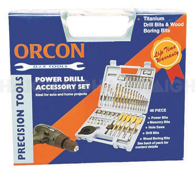 Mean Mother 4x4 Drill Bit Set / 48Pc includes titanium and wood boring bits in a plastic case. Packaging showcases 48 pieces and a "Lifetime Warranty" badge.