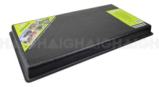 A Mean Mother 4x4 Equipment Base Small (640x340x51mm) in black, featuring a green and yellow label with usage instructions and images, is shown on a white background.