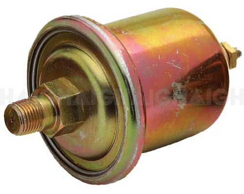 The Mean Mother 4x4 Sender - Electric Oil Pressure is a metallic cylindrical automotive sensor with a threaded connector and smooth, rounded body, displayed against a white background.