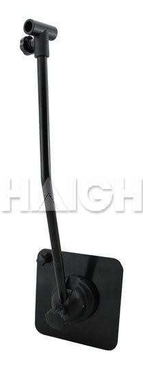 Mean Mother 4x4 Mirror Brace Arm W/Magnet Suits Mh3007: A black rectangular vehicle mirror with a long angled mounting arm and adjustable joints on a flat base. "HAIGH" is faintly visible behind it against a plain white background.