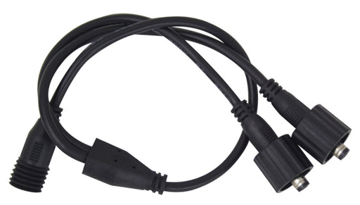 The Mean Mother 4x4 Splitter Cable 2 Way features quick connectors, with one male and two female ends joined by flexible black wiring.
