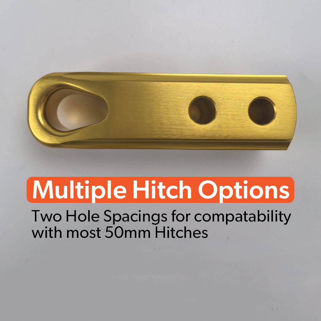 The Mean Mother 4x4 Recovery Hitch is a billet aluminium adapter with three holes and two hole spacings, offering multiple hitch options for compatibility with most 50mm tow hitch receivers.