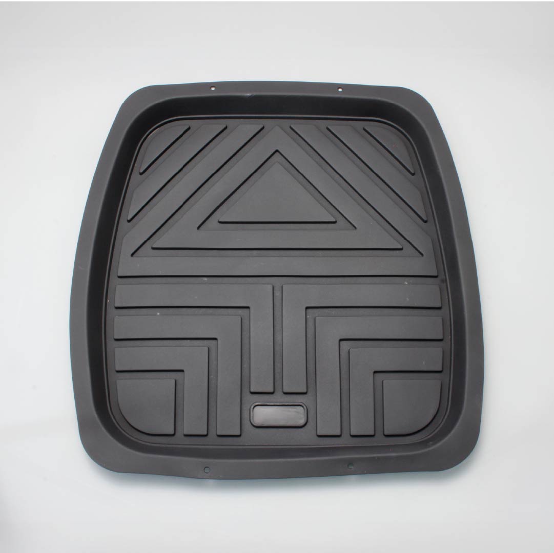 The Mean Mother 4x4 Rubber Floor Mat Rear is a black, rectangular mat with raised triangles and lines, shown against a white background.