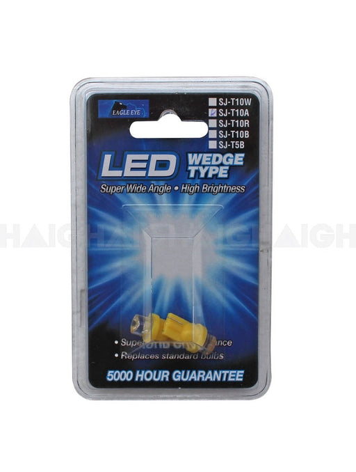 Mean Mother 4x4 Led Globes 12V Wedge Type Amber comes with a 5000-hour guarantee, fits models SJ-T10W, SJ-T10A, SJ-T10R, SJ-T10B, and SJ-T15B, and replaces standard bulbs.