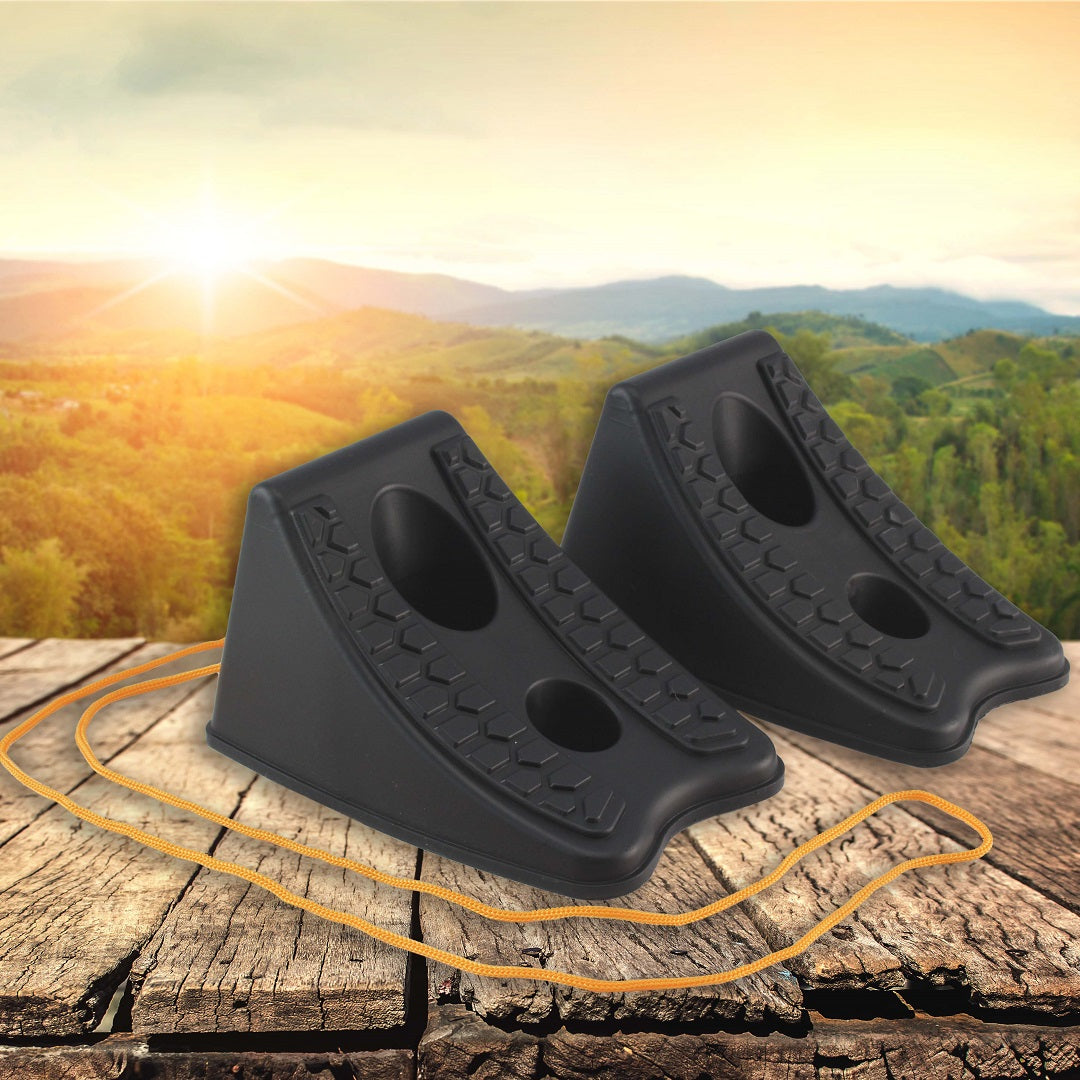 Nested Wheel Pack Nesting Wheel Chocks Black Compact & Easy Storage Caravans & Trailers ...